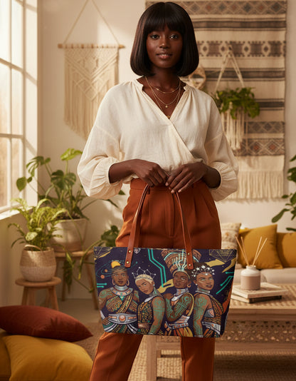 Afro-Futurism Themed Graphic Tote Bag | Diving Cloth