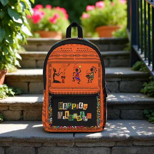 Ethnic Music Backpack, Music Lover Bag, Cartoon Print Rucksack, Ethnic Design