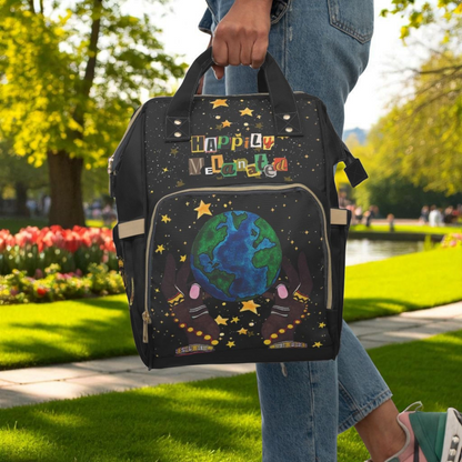 Ethnic Cosmic Themed Multifunctional Diaper Backpack - Stylish & Versatile Baby Bag