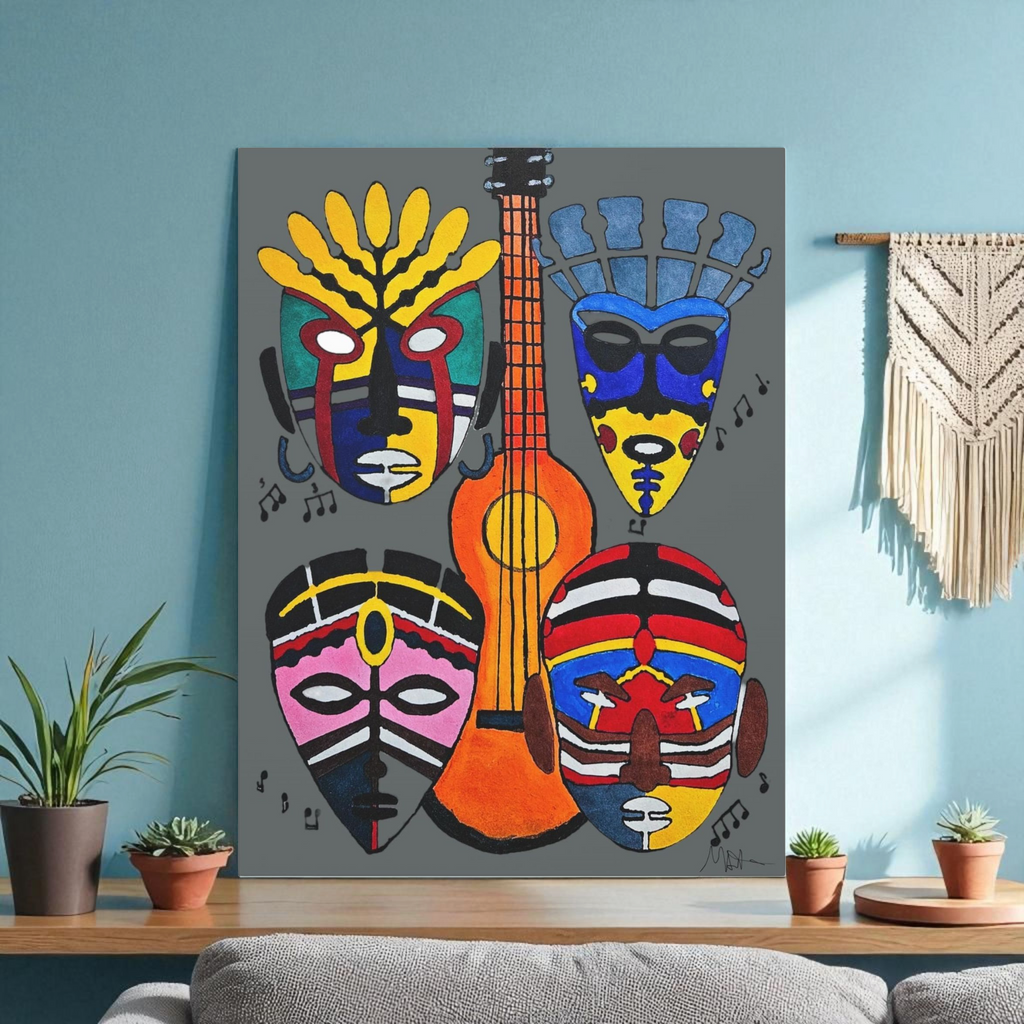 Tribal Mask Acrylic Prints, Wall Art Decor, Native American Artwork, Home Office Decor Printify