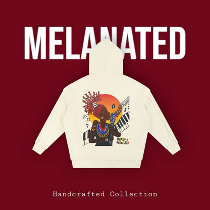 Jazz Singer Graphic Double Layered Zip Hoodie, Contrast Tape Raw Edge