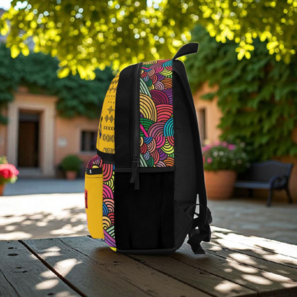 Colorful Tribal Dance Backpack, Ethnic Music Festival Bag, Boho Rucksack