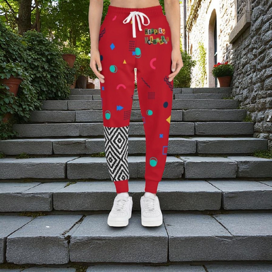 Handcrafted Aztec Pattern Unisex Athletic Joggers, Tribal Print Gym Sweatpants