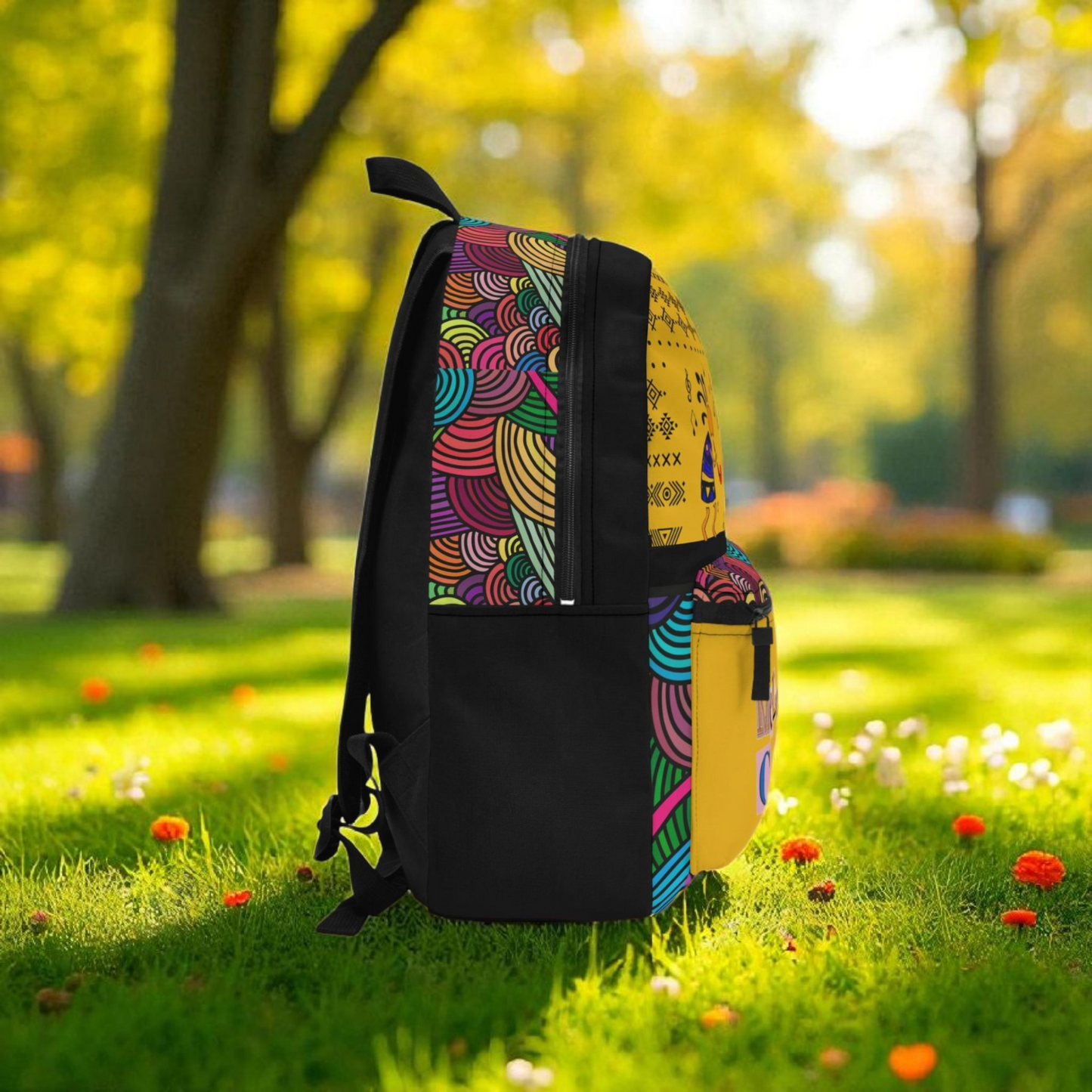 Colorful Tribal Dance Backpack, Ethnic Music Festival Bag, Boho Rucksack