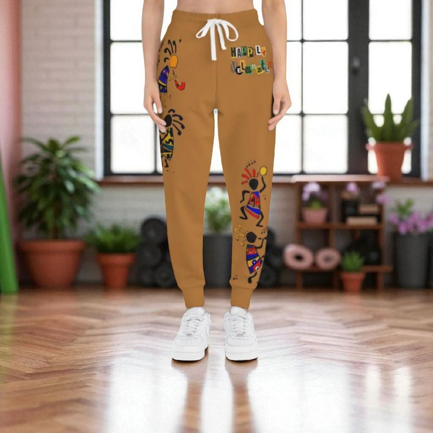 Afro Music Cartoon Art Unisex Athletic Joggers, Handcrafted Jogger Pants, Music Lover Gift
