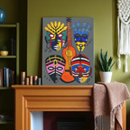 Tribal Mask Acrylic Prints, Wall Art Decor, Native American Artwork, Home Office Decor Printify