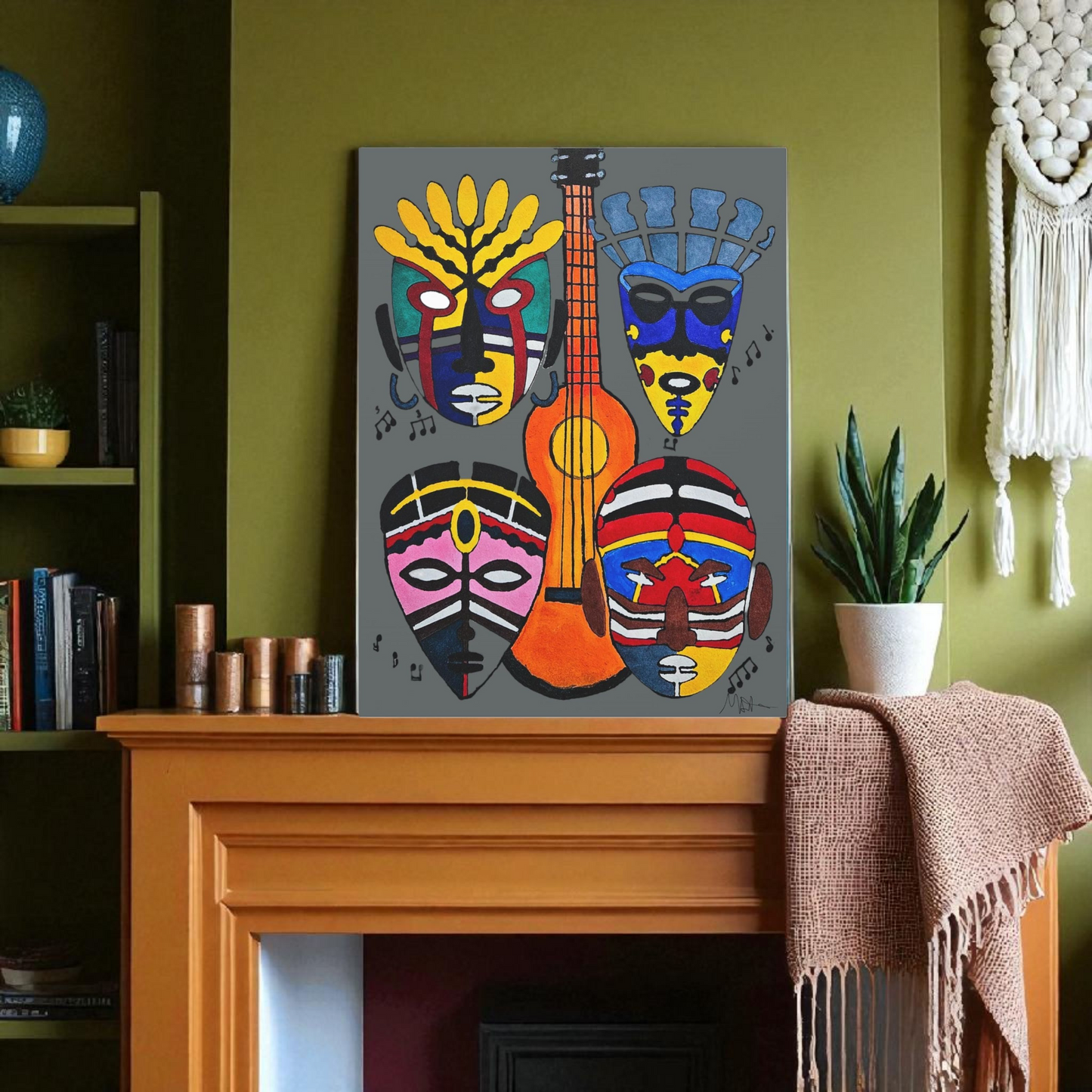 Tribal Mask Acrylic Prints, Wall Art Decor, Native American Artwork, Home Office Decor