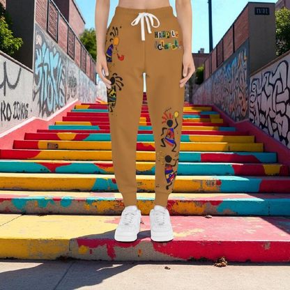 Afro Music Cartoon Art Unisex Athletic Joggers, Handcrafted Jogger Pants, Music Lover Gift