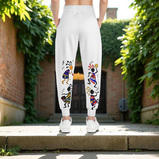 Handcrafted Afro Music Cartoon Art Athletic Joggers, Unisex Sweatpants