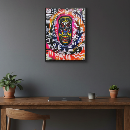 Beautiful Tribal Mask Canvas Art, Multiple Sizes Vertical Frame, Perfect Wall Decor Printify