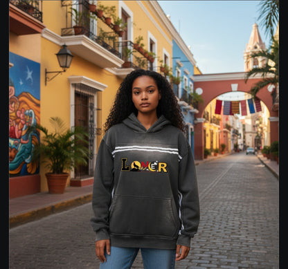 Medieval Knight and Dragon Graphic Hoodie, Sun Fade Contrast Tape Fleece Hoodie