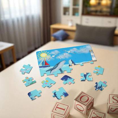 Whale Kids' Puzzle, 30-Piece - Aquatic Educational Toy for Children, Ocean Theme Jigsaw