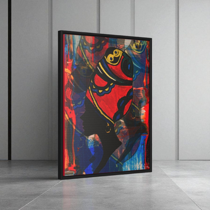 Artisan Black Woman Portrait, Handcrafted Wall Art, Empowering Home Decor, Vertical Frame