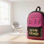 Boho Afro Music Backpack, Music Lover Bag, Cartoon Print Rucksack Printify