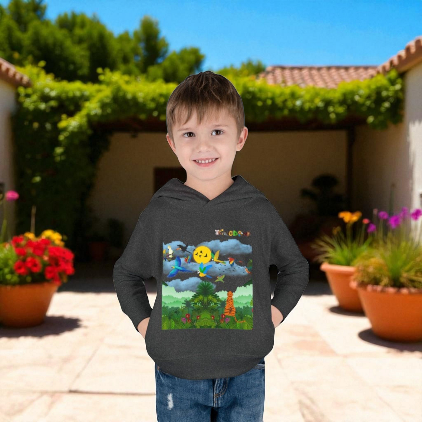 Tropical Birds Toddler Hoodie, Wild Life Theme Fleece Pullover, Kids Animal Sweater