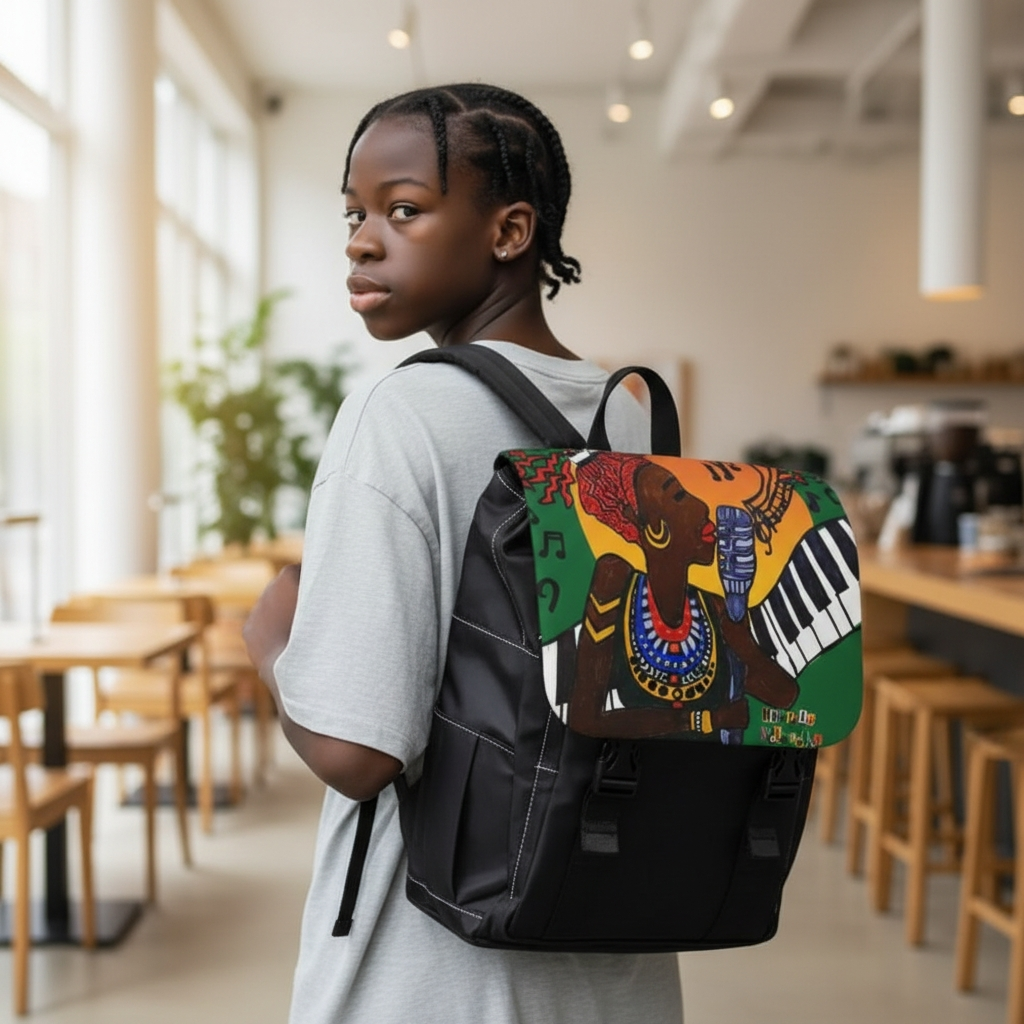 Jazz Singer, Music-Inspired Unisex Shoulder Backpack - Stylish & Functional