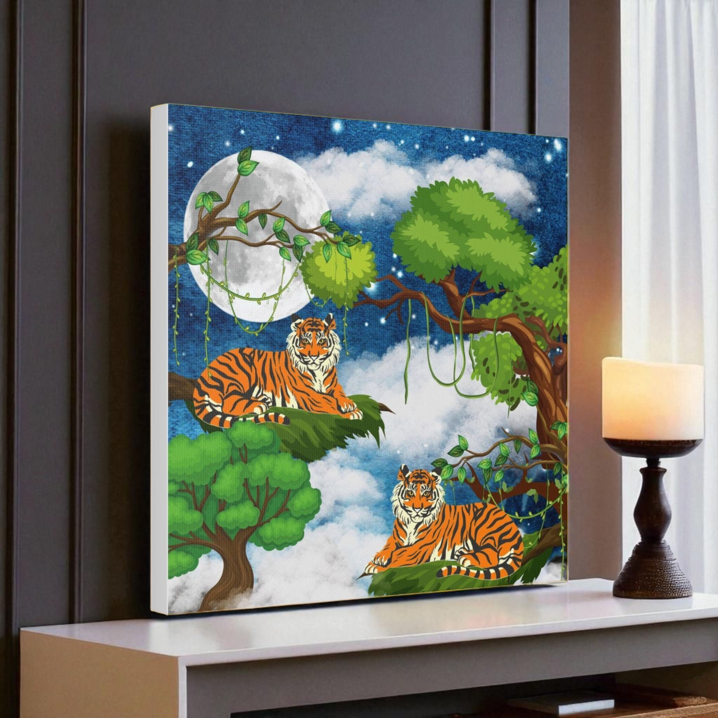 Wild Tiger Nature Wall Art Canvas, Safari Jungle Animal Home Decor Print
