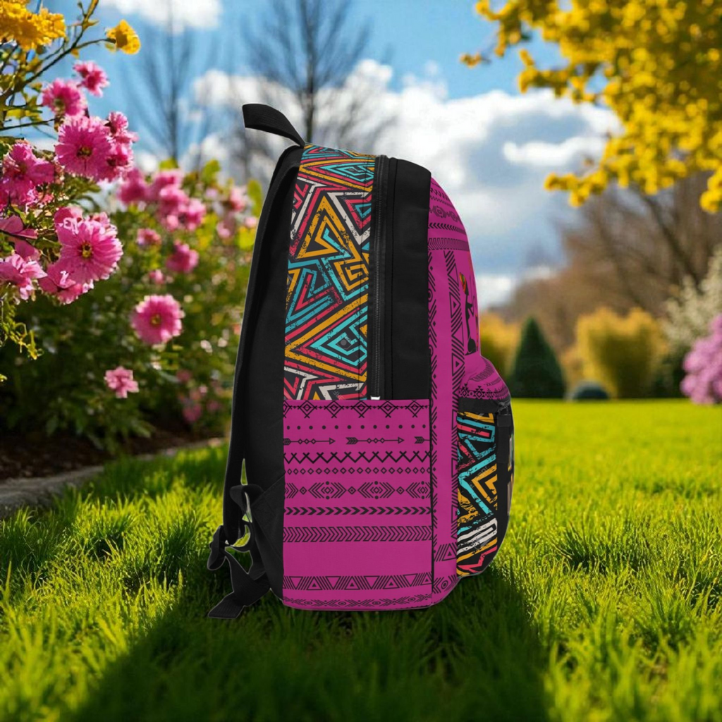 Boho Afro Music Backpack, Music Lover Bag, Cartoon Print Rucksack Printify