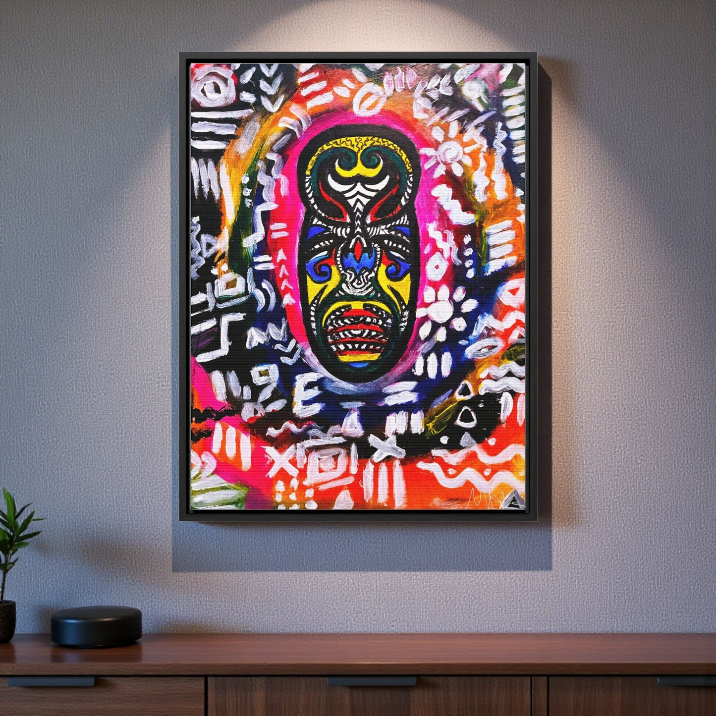 Beautiful Tribal Mask Canvas Art, Multiple Sizes Vertical Frame, Perfect Wall Decor