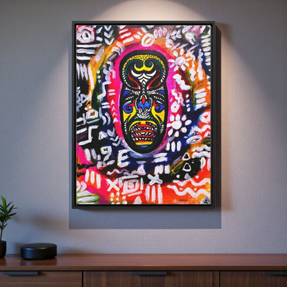 Beautiful Tribal Mask Canvas Art, Multiple Sizes Vertical Frame, Perfect Wall Decor