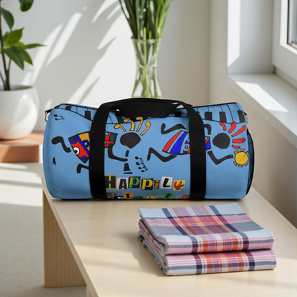 Afro Music Cartoon Piano Art Handcrafted Duffel Bag - Musician Gift, Travel Bag