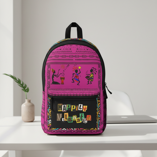 Boho Afro Music Backpack, Music Lover Bag, Cartoon Print Rucksack