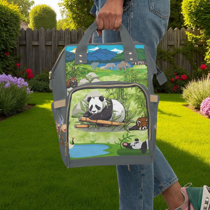 Eco-Friendly Panda Design Diaper Backpack for Parents on the Go