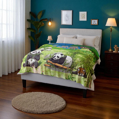 Cozy Panda-Themed Soft Polyester Blanket for Kids