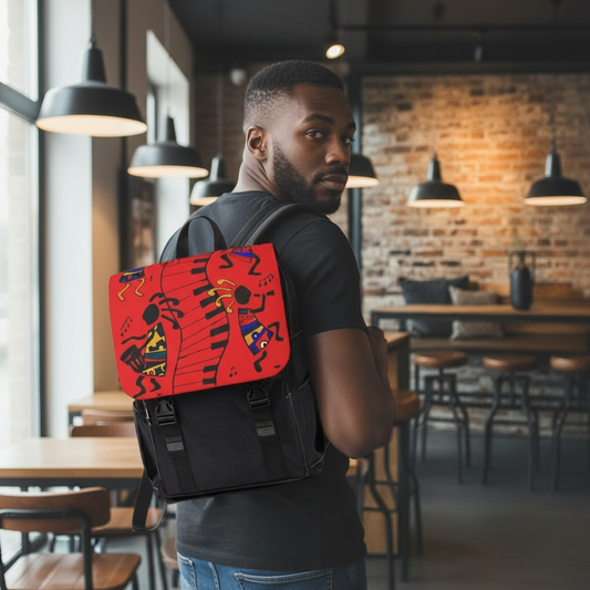 Afro Music Cartoon Backpack, Handcrafted Unisex Shoulder Bag for Casual Use