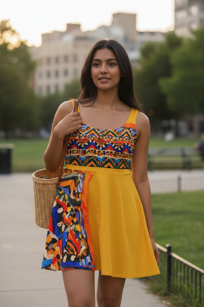 Handcrafted Tribal Textile Women's Skater Dress - Unique & Versatile Fashion for Everyday Wear
