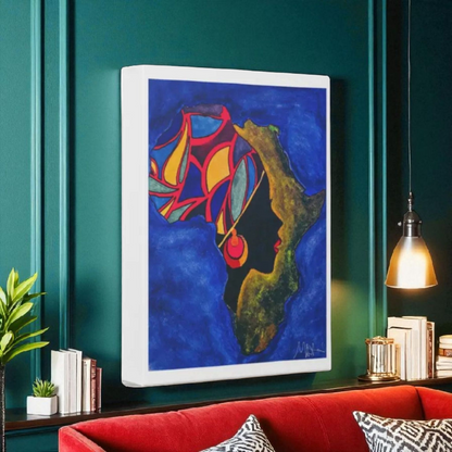 Ethnic Wall Art - Abstract Africa Map Painting on Canvas, Detailed Handcrafted Continent Illustration