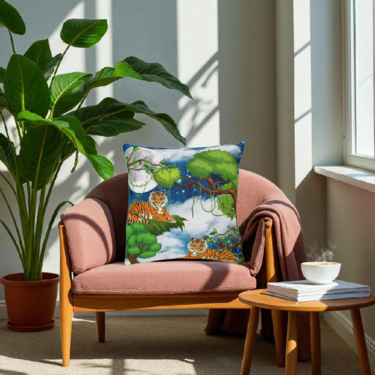 Cozy Tiger Jungle Square Pillow - Perfect for Nature Lovers