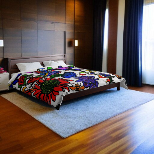Handcrafted Spring Floral Art Comforter - Soft Artisan Bedding, Elegant Bedroom Decor