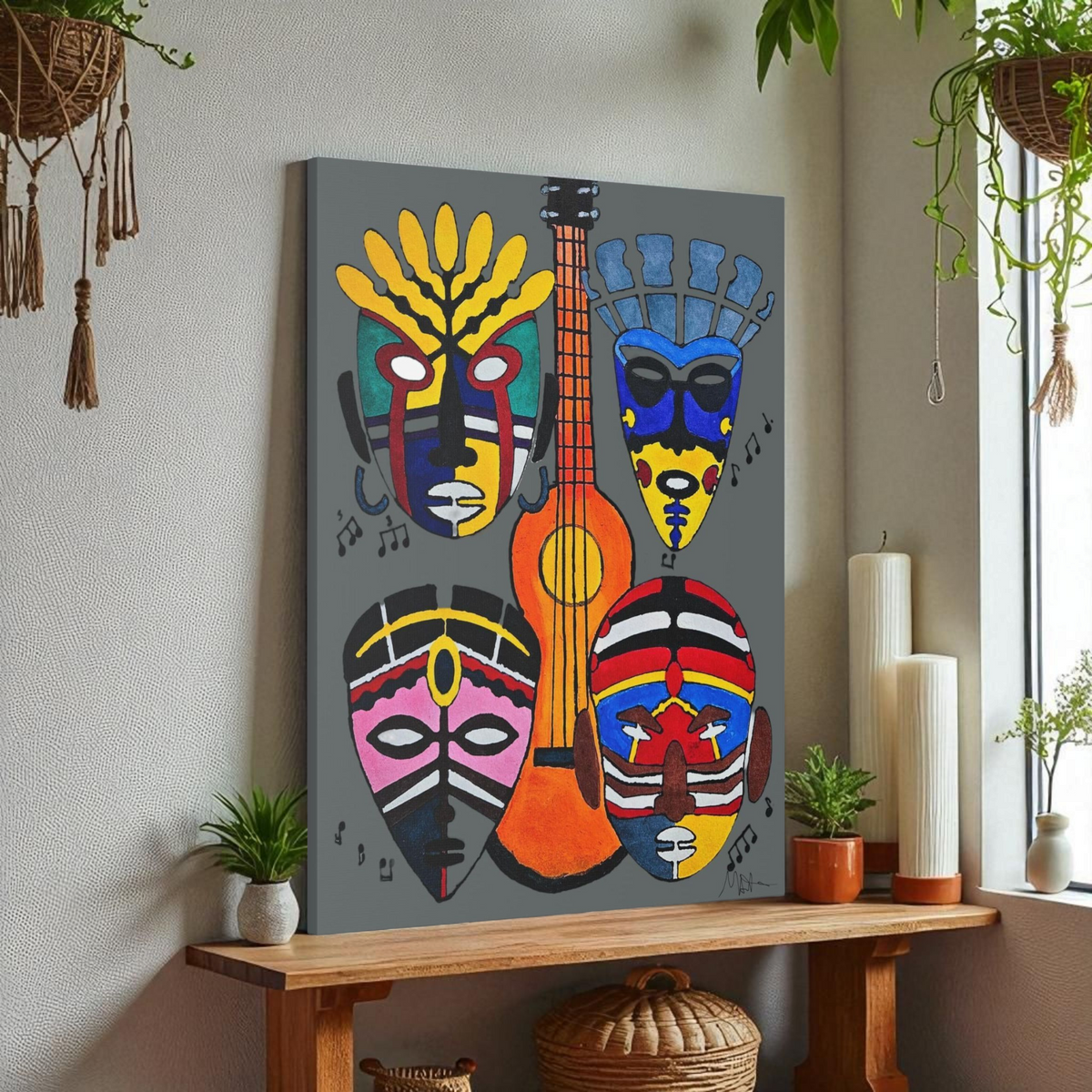 Tribal Mask Acrylic Prints, Wall Art Decor, Native American Artwork, Home Office Decor Printify