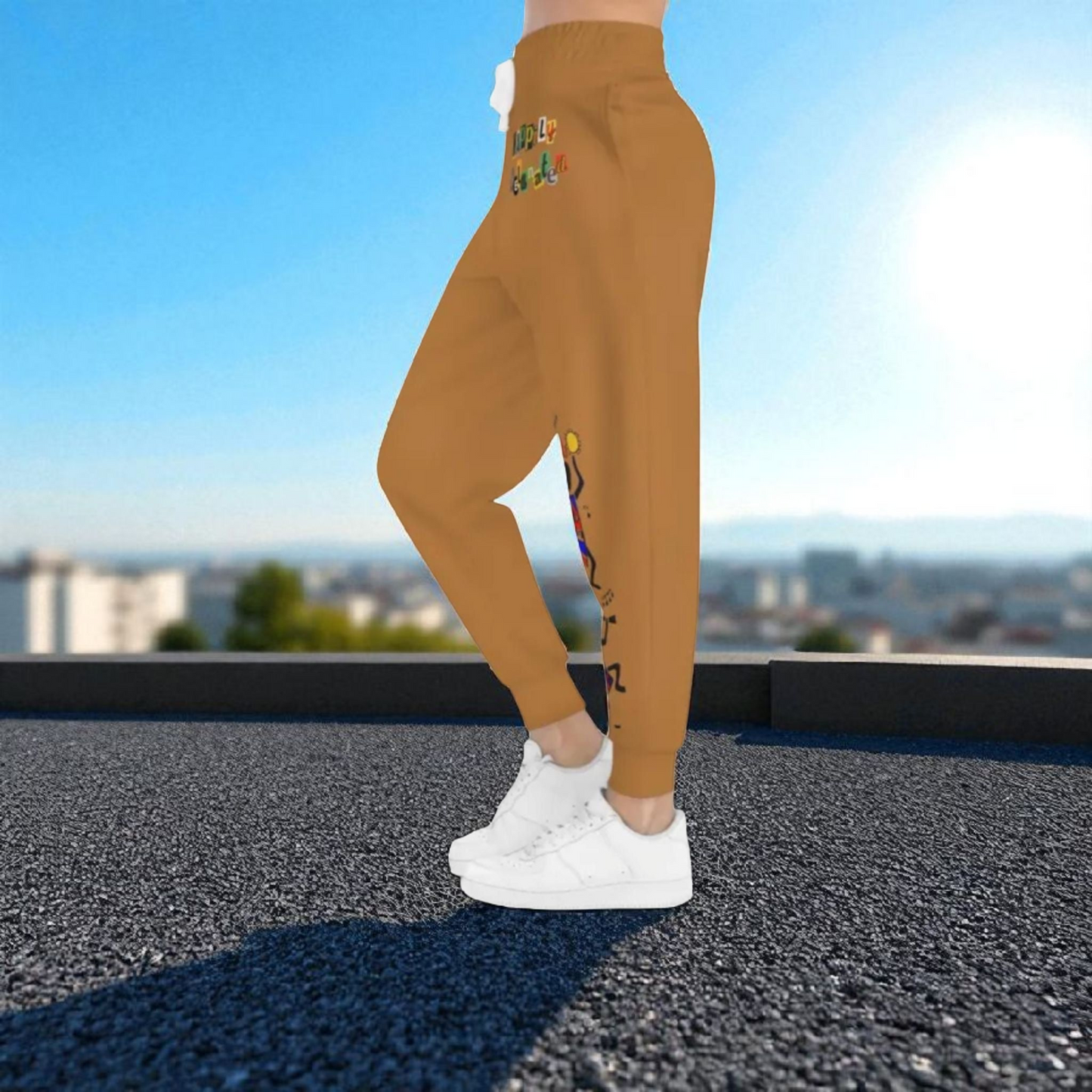 Afro Music Cartoon Art Unisex Athletic Joggers, Handcrafted Jogger Pants, Music Lover Gift