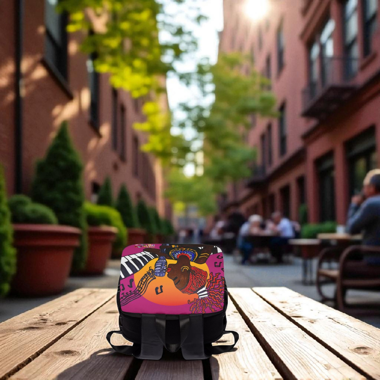 Afro Singer, Ethnic Music-Inspired Unisex Shoulder Backpack - Stylish & Functional