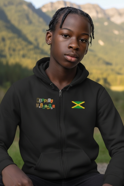 Unisex Graphic Hoodie with Hand Drawn Jamaican Flag Art , Trendy Casual Wear