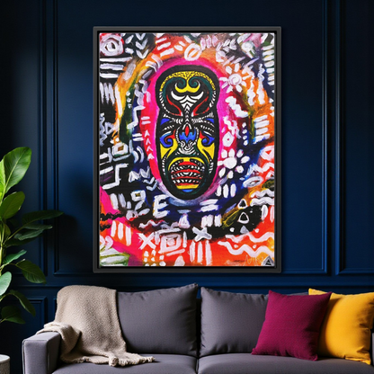 Beautiful Tribal Mask Canvas Art, Multiple Sizes Vertical Frame, Perfect Wall Decor