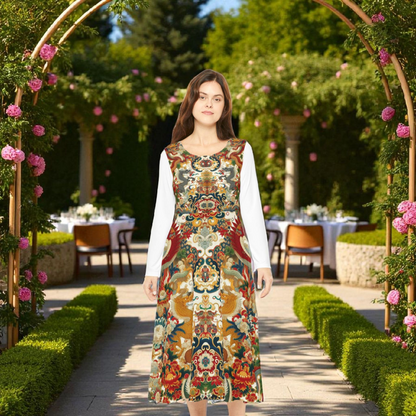 Elegant Floral Print Long Sleeve Dance Dress, Perfect for Parties, Dance Recitals