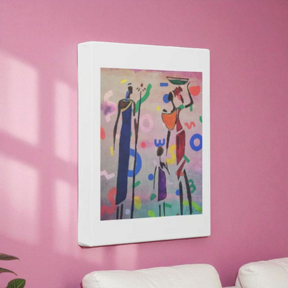 African Family Doodle Wall Art - Hand Drawn Tribal Decor, Ethnic Artwork for Art Lovers