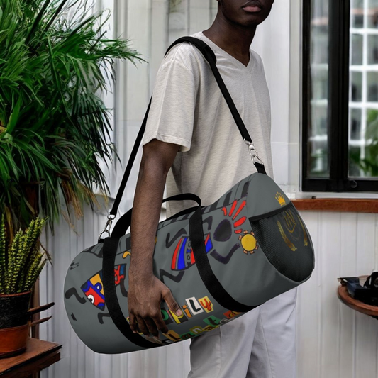 Afro Music Cartoon Piano Art Handcrafted Duffel Bag - Musician Gift, Travel Bag, Music Lover Gym Bag