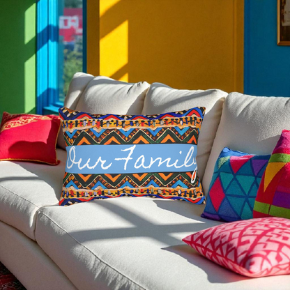 Tribal-Inspired Handcrafted Lumbar Pillow, Boho- Chic designed, Stylish Sofa Accessory