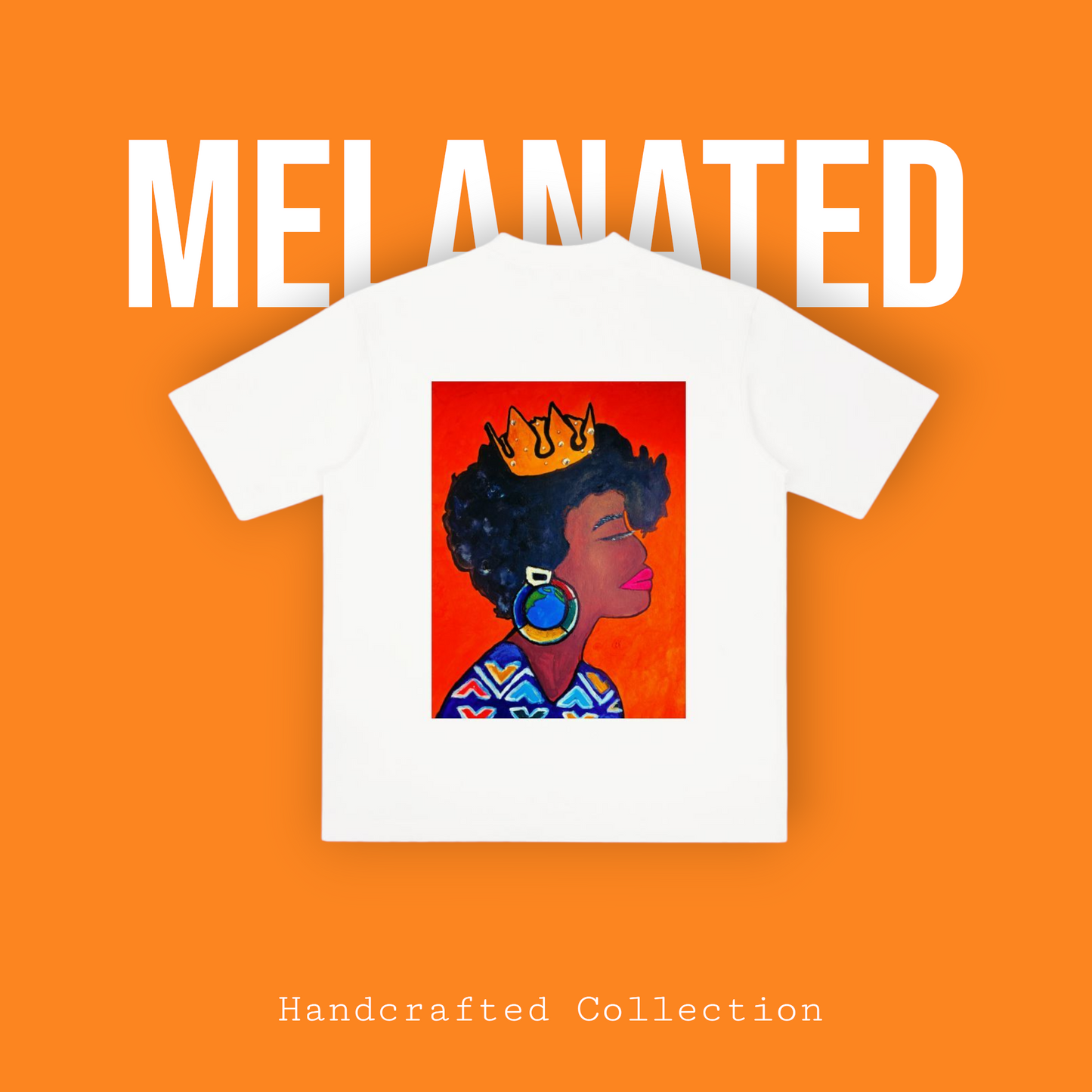 Crowned Black Woman Art Graphic Vintage Wash Drop Shoulder T-shirt