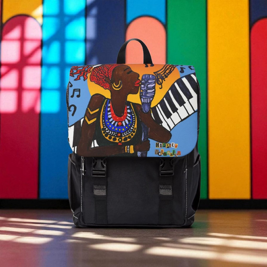 Afro Singer, Jazz Music-Inspired Unisex Shoulder Backpack - Stylish & Functional