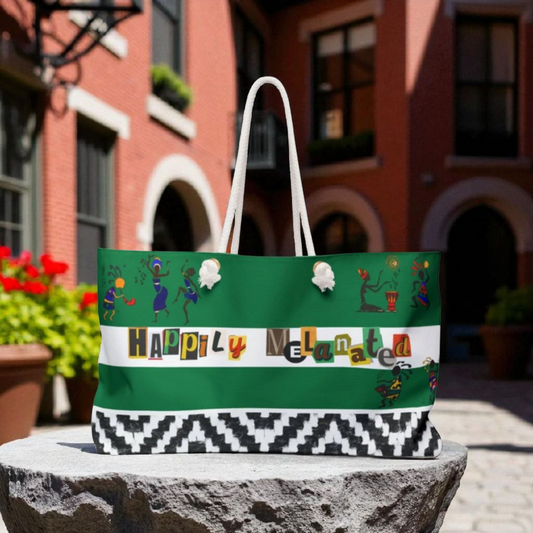 Handcrafted Ethnic Music Art Weekender Bag - Oversized, Durable Tote with Rope Handles