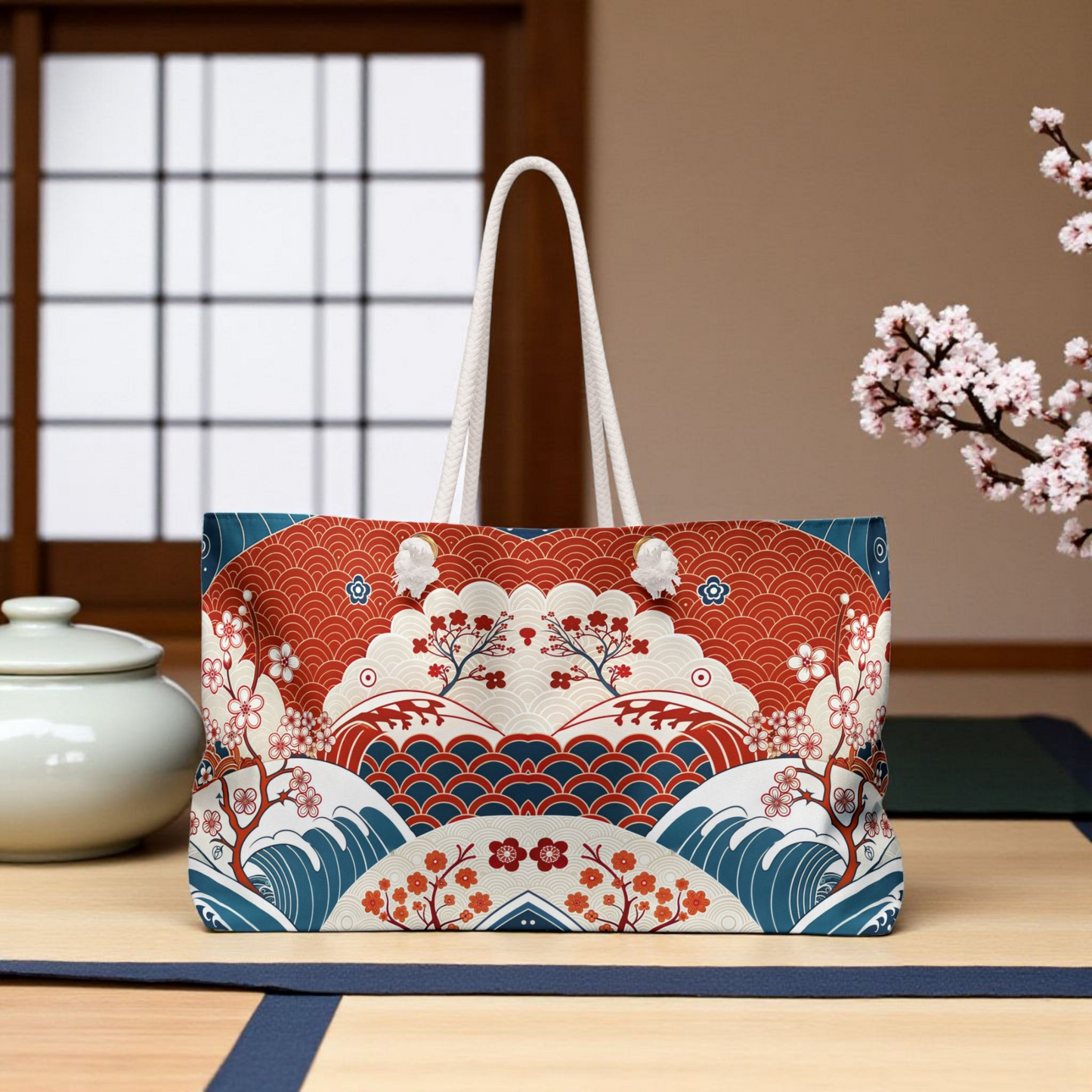 Stylish Weekender Bag with Floral Wave Design | Perfect for Travel