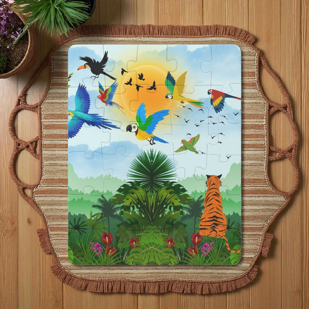 Colorful Jungle Adventure Puzzle for Kids – 30 Pieces – Fun Learning Activity Printify