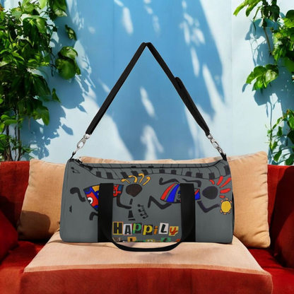 Afro Music Cartoon Piano Art Handcrafted Duffel Bag - Musician Gift, Travel Bag, Music Lover Gym Bag