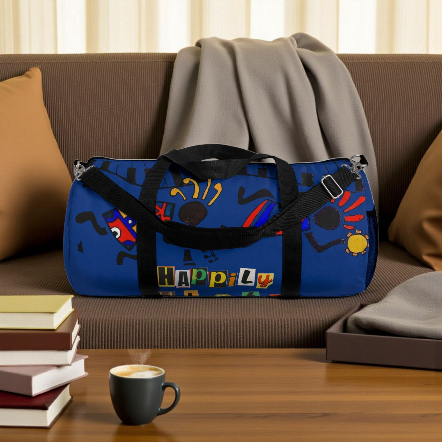 Afro Music Cartoon Piano Art Handcrafted Duffel Bag - Musician Gift, Travel Bag, Music Lover Gym Bag