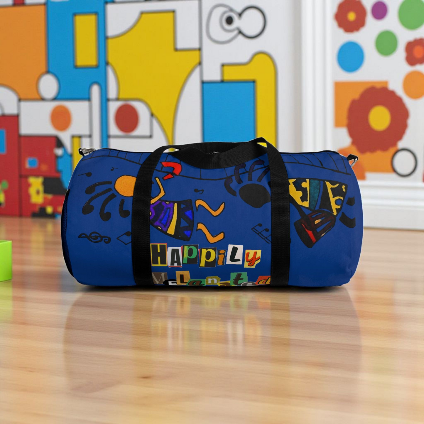 Afro Music Cartoon Piano Art Handcrafted Duffel Bag - Musician Gift, Travel Bag, Music Lover Gym Bag